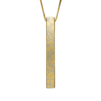 February Violet necklace in 14K gold plated, violet pattern front view