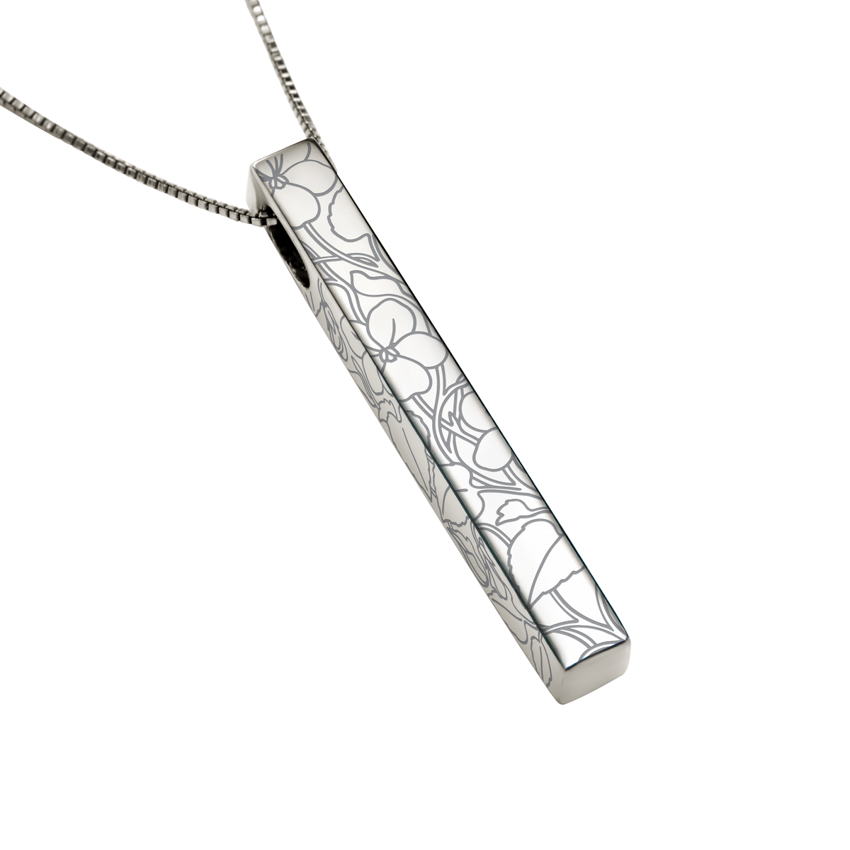 February Violet necklace in stainless steel, violet pattern