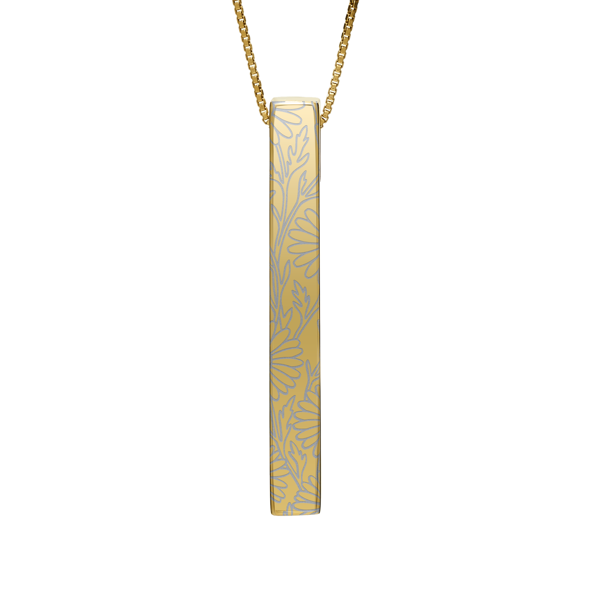 April Daisy necklace in 14K gold plated, daisy pattern front view