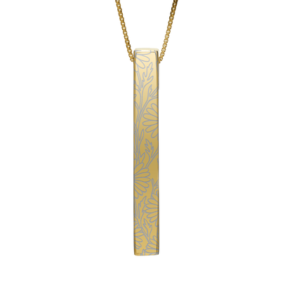 April Daisy necklace in 14K gold plated, daisy pattern front view