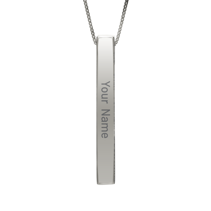 April Daisy necklace in stainless steel, name side front view