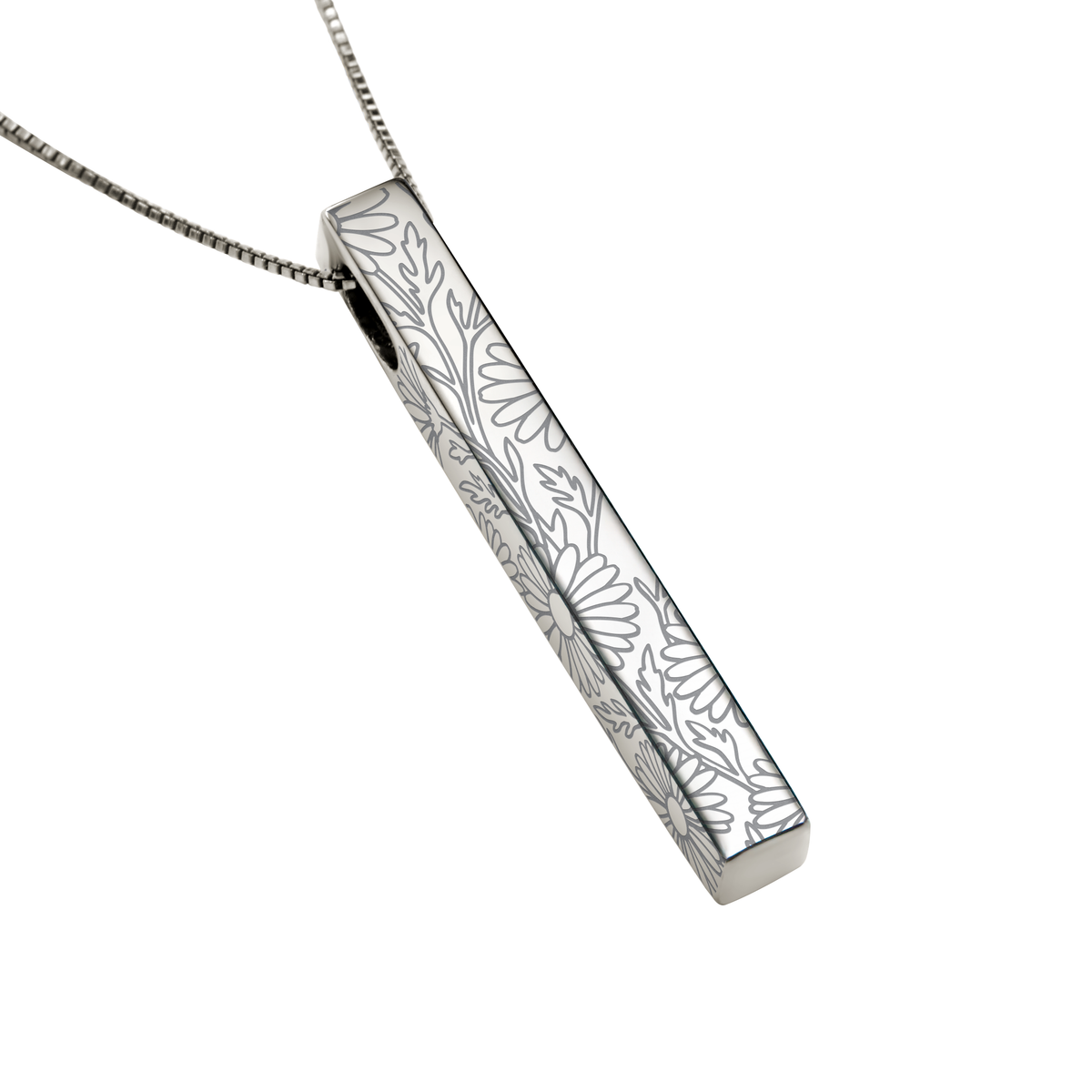 April Daisy necklace in stainless steel, daisy pattern