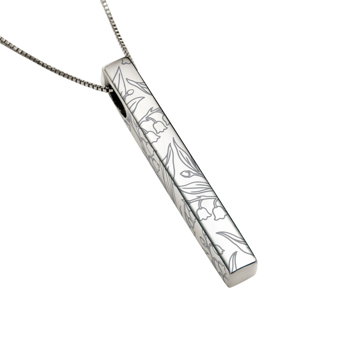 May Lily of the Valley necklace in stainless steel, lily of the valley pattern