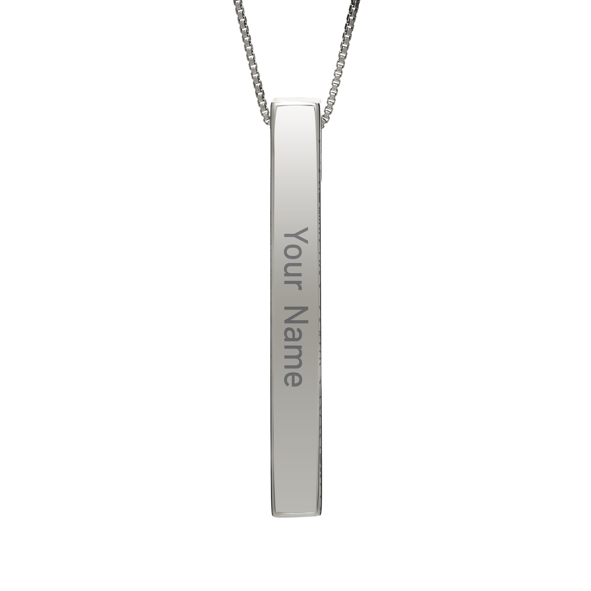 June Rose necklace in stainless steel, name side front view