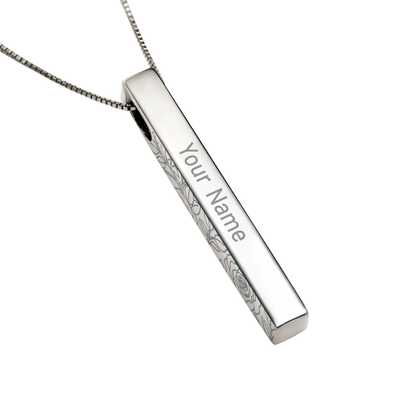 June Rose necklace in stainless steel, engraved name side