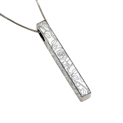 June Rose necklace in stainless steel, rose pattern