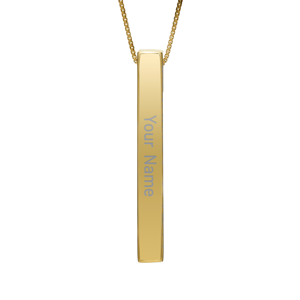 August Gladiolus necklace in 14K gold plated, name side front view