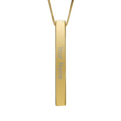 August Gladiolus necklace in 14K gold plated, name side front view