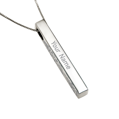 August Gladiolus necklace in stainless steel, engraved name side