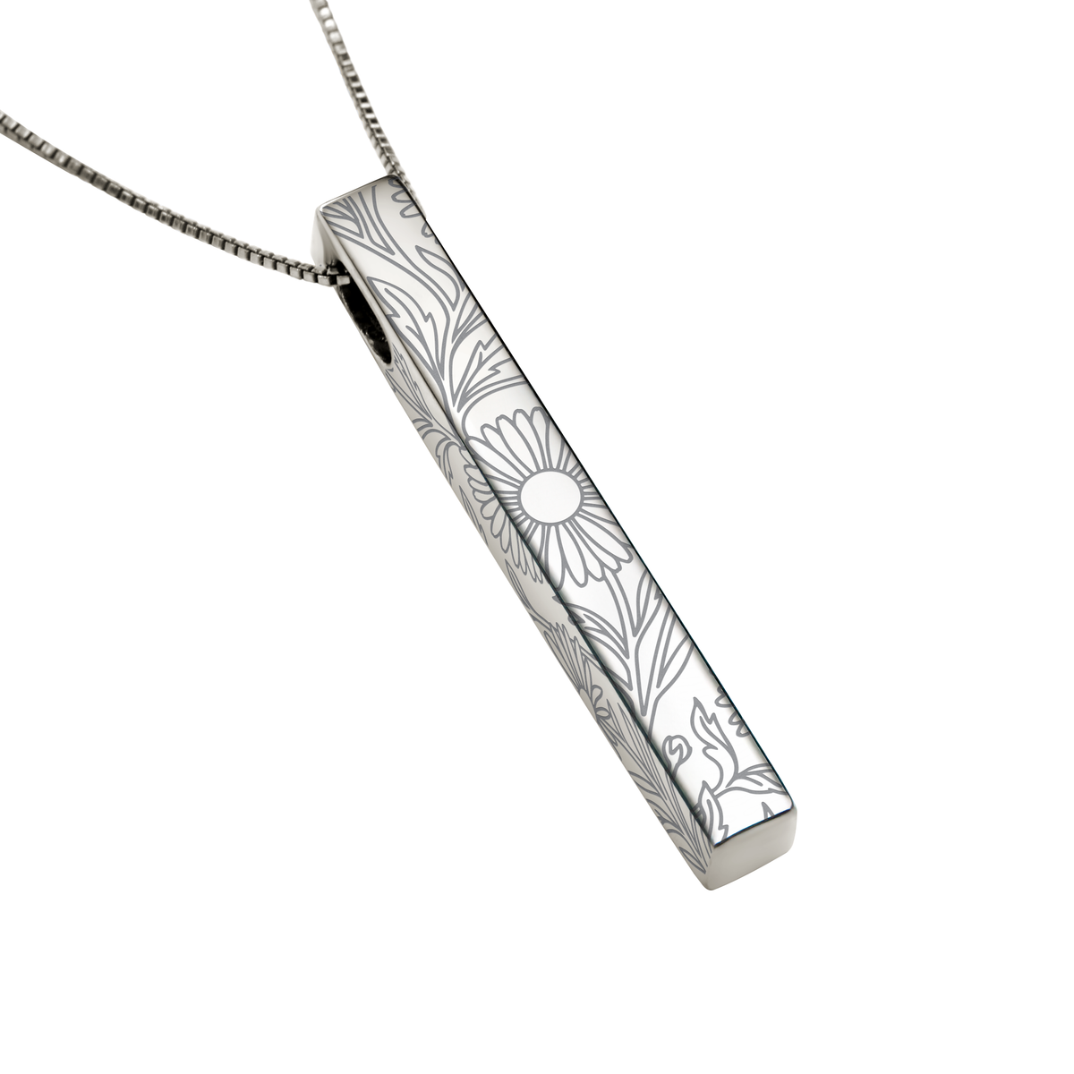 September Aster necklace in stainless steel, aster pattern