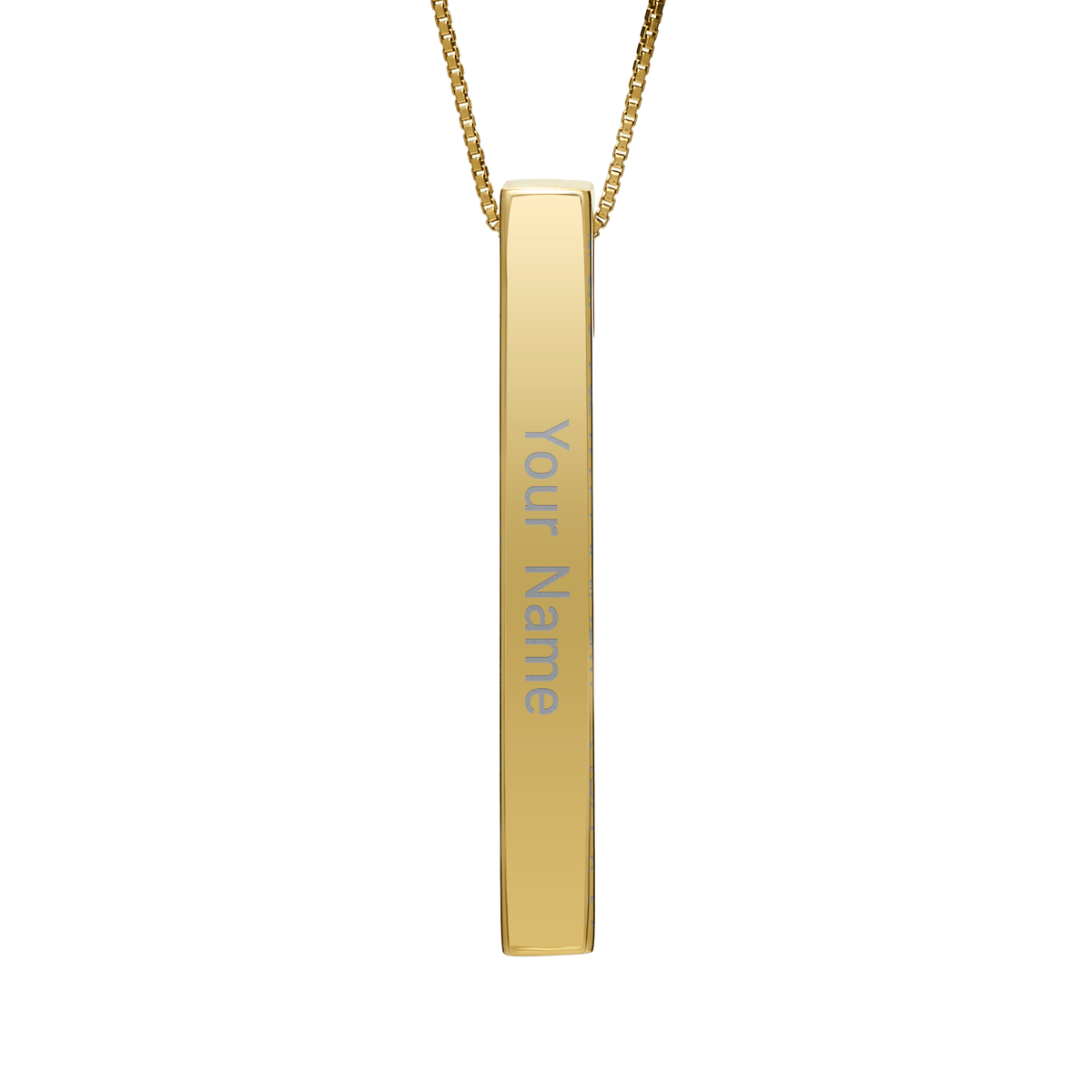 October Marigold necklace in 14K gold plated, name side front view