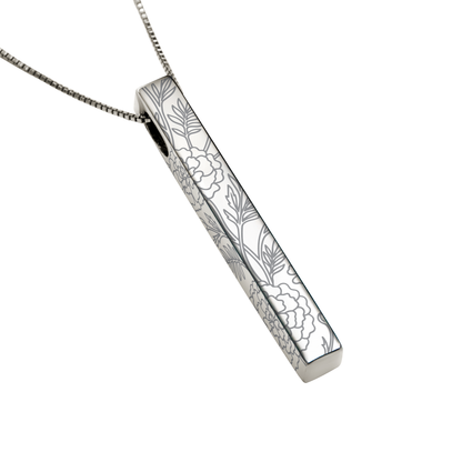 October Marigold necklace in stainless steel, marigold pattern