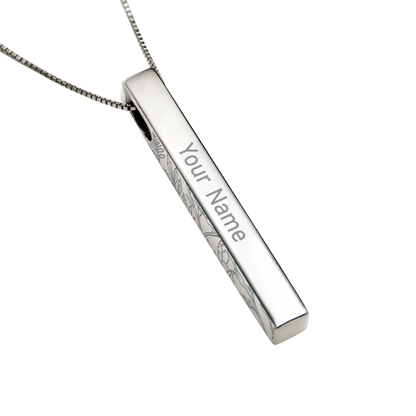 October Marigold necklace in stainless steel, engraved name side
