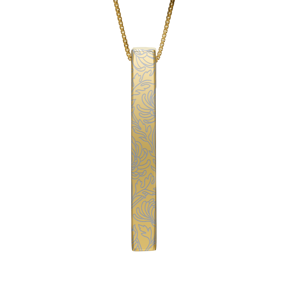 November Chrysanthemum necklace in 14K gold plated, chrysanthemum pattern front view
