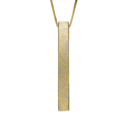 November Chrysanthemum necklace in 14K gold plated, chrysanthemum pattern front view