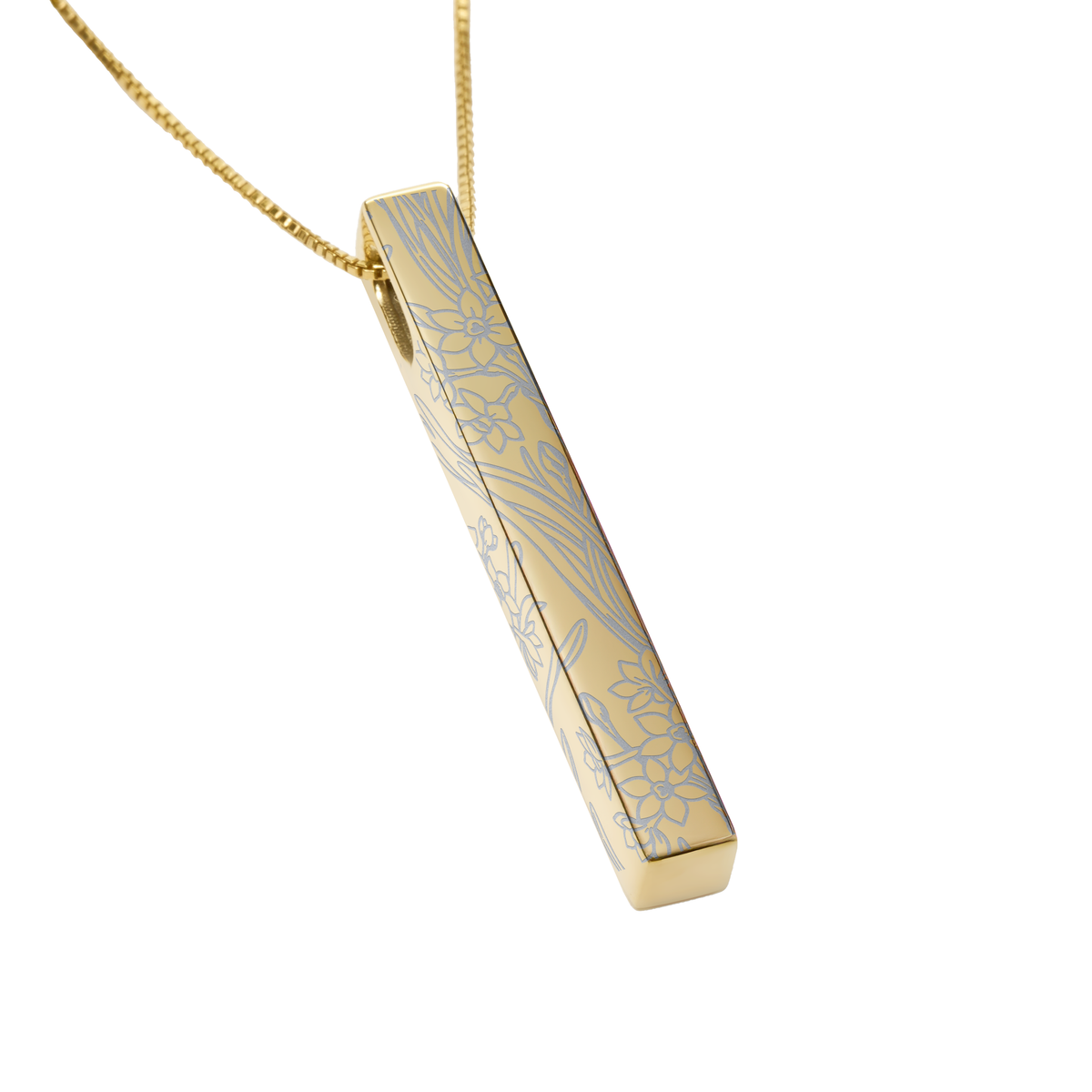 December Narcissus necklace in 14K gold plated, narcissus pattern