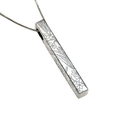 December Narcissus necklace in stainless steel, narcissus pattern
