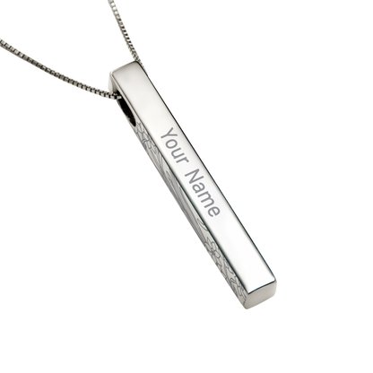 December Narcissus necklace in stainless steel, engraved name side
