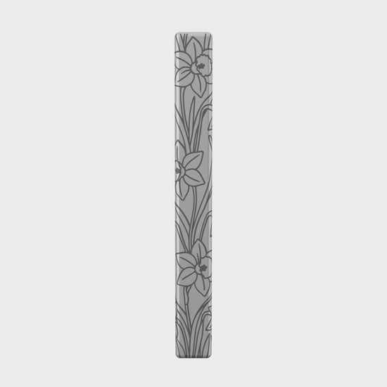 March Daffodil necklace in stainless steel, rotating view