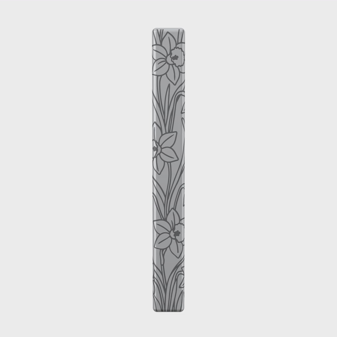 March Daffodil necklace in stainless steel, rotating view