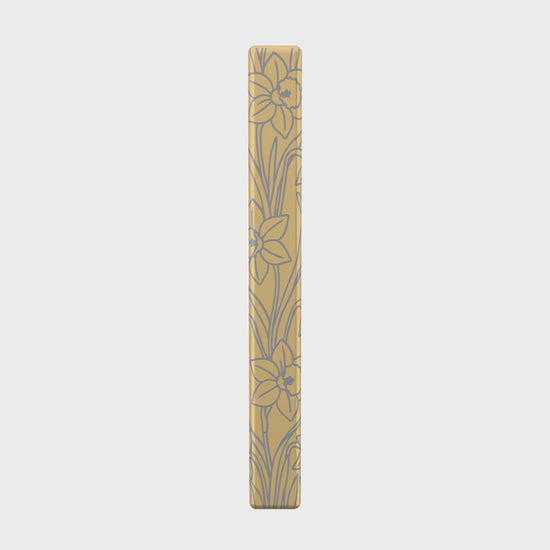 March Daffodil necklace in 14K gold plated, rotating view