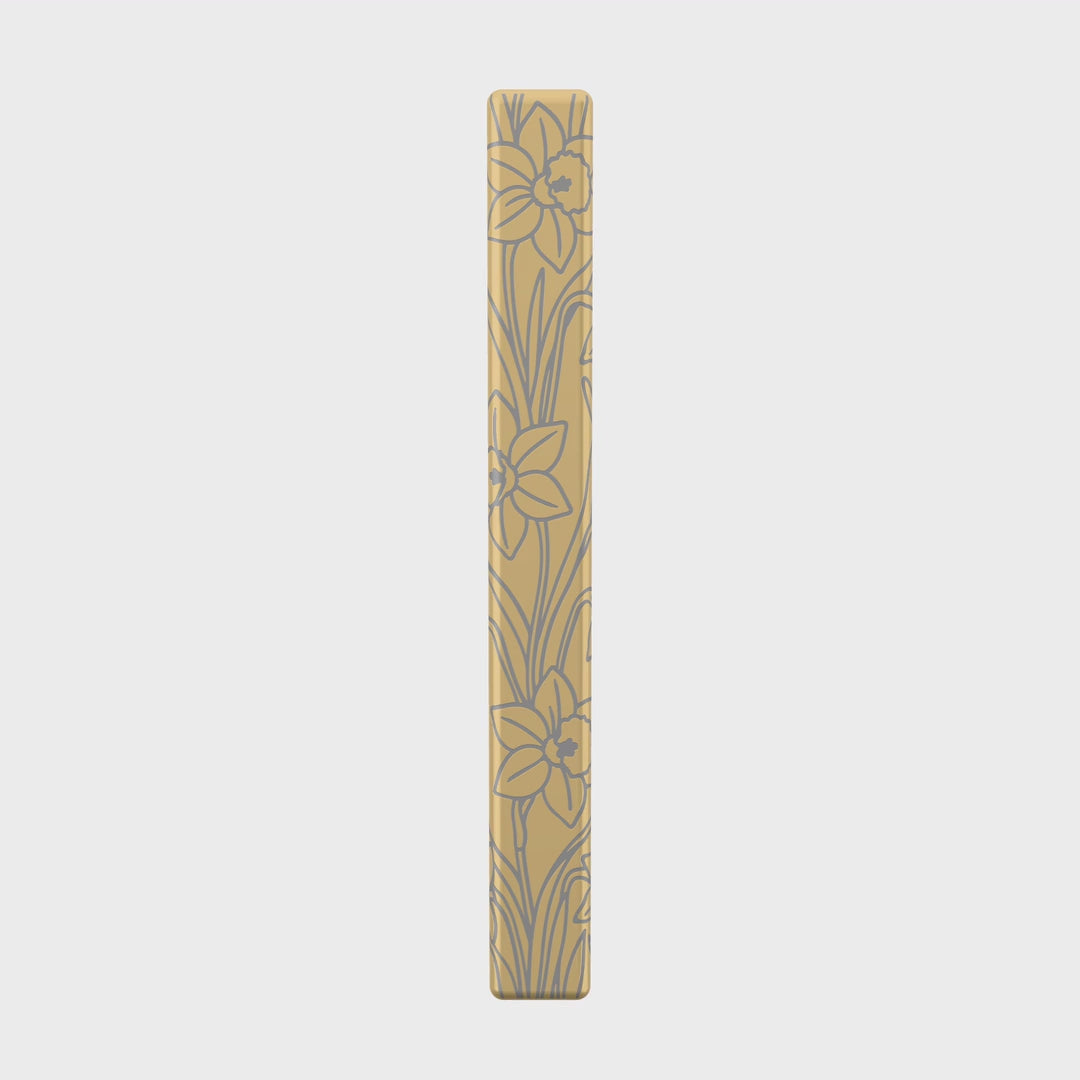 March Daffodil necklace in 14K gold plated, rotating view